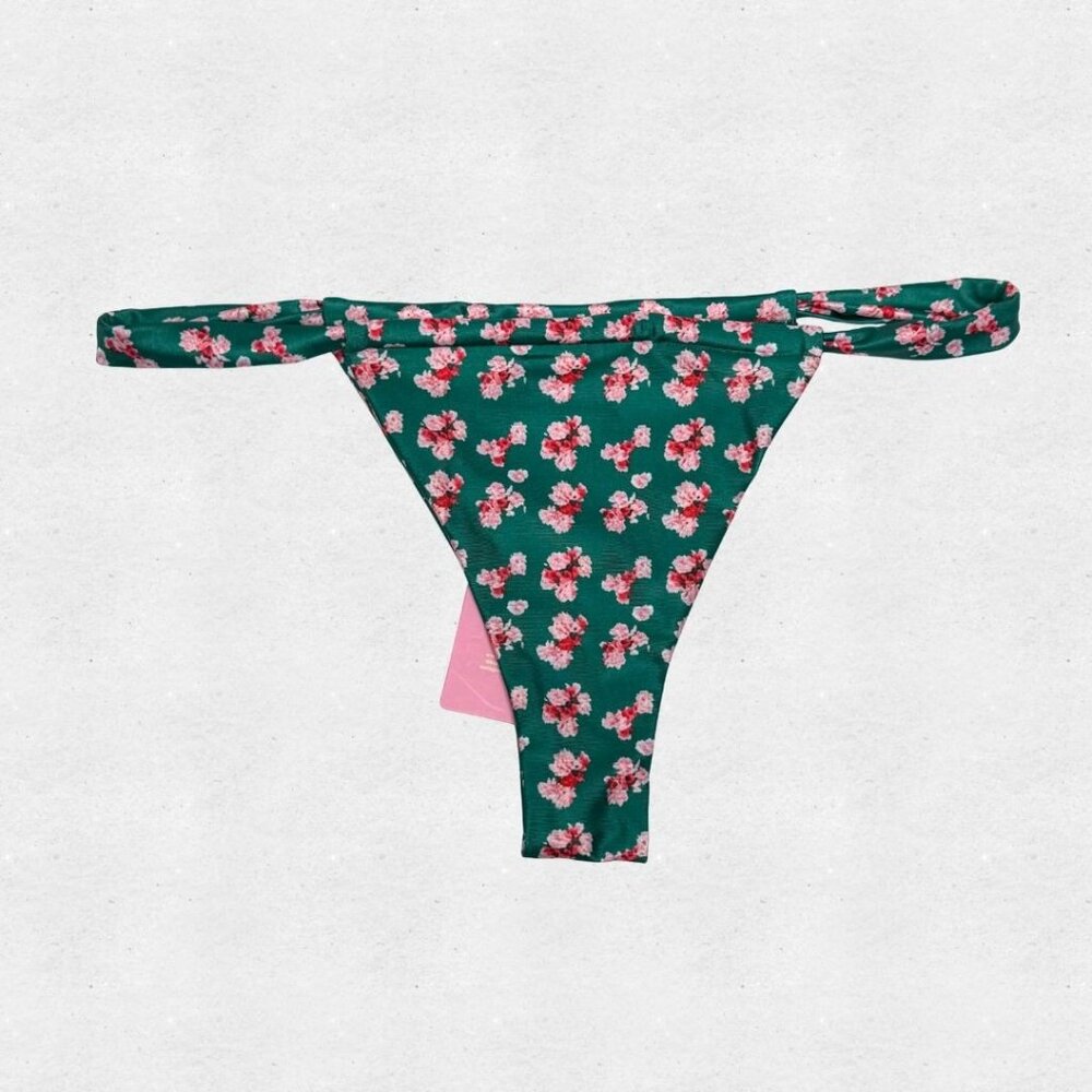 NWT Strawberry Milk Mob Gecko Bikini Bottoms Floral Forest Green Medium Swimsuit